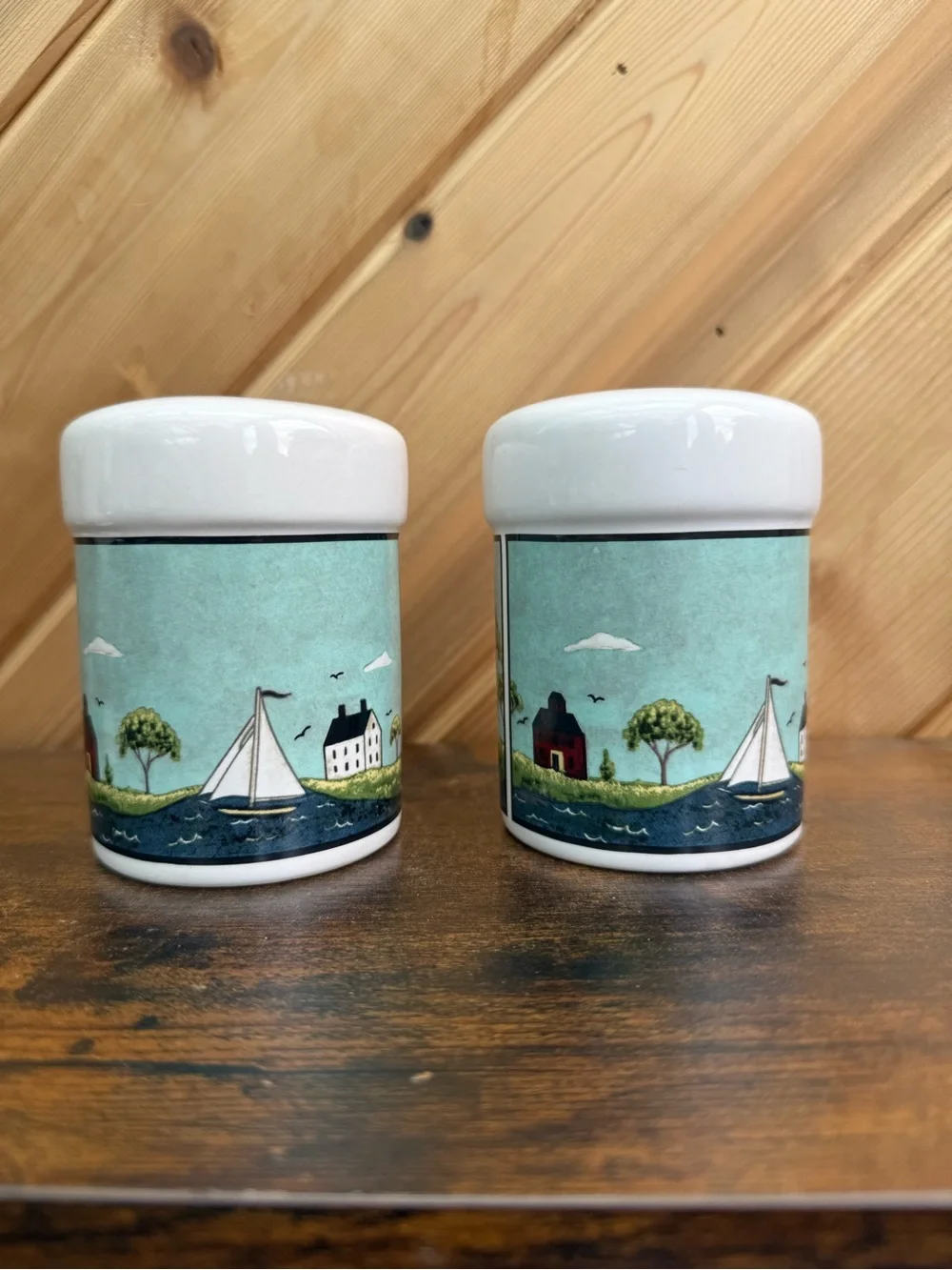 Coastal Lighthouse Salt & Pepper Shakers - White, Aqua
